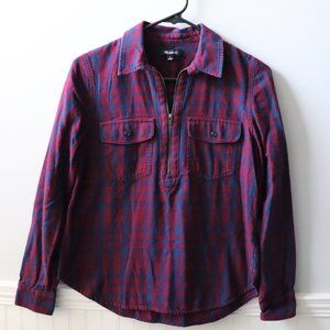 Madewell Flannel Zip-Front Popover Shirt